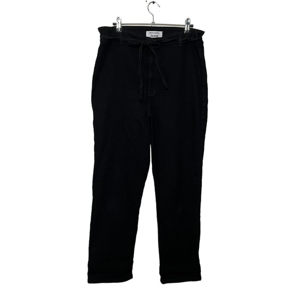 Reformation Vicki Belted Straight Jeans Black Women’s Size 31 High Waist Cropped - Picture 1 of 13